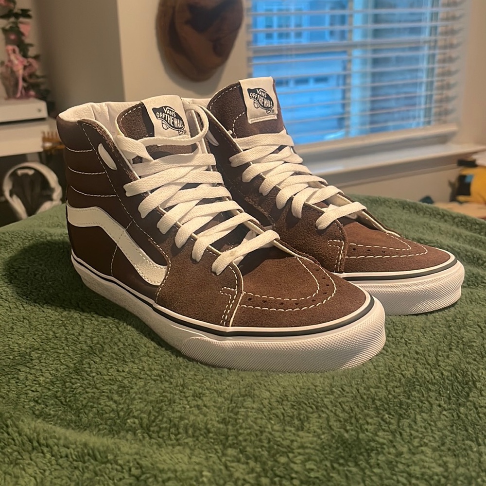 Brown high top vans